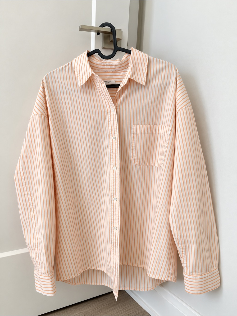 Women’s oversized Light Pink Stripe Button-Up Shirt